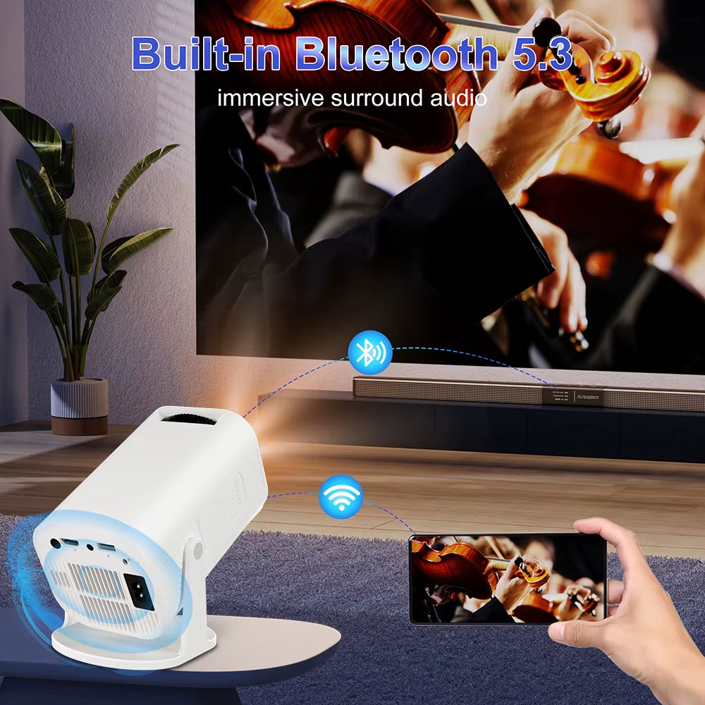 P330 Mini Projector 4K Android14.0 380 ANSI Native 1080P Wifi6 BT5.3 8K Cinema Portable Video Beamer Sync Android Iphone