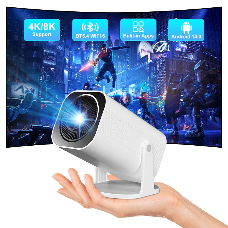 P330 Mini Projector 4K Android14.0 380 ANSI Native 1080P Wifi6 BT5.3 8K Cinema Portable Video Beamer Sync Android Iphone