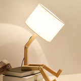 Adjustable Wooden Robot Table Lamp