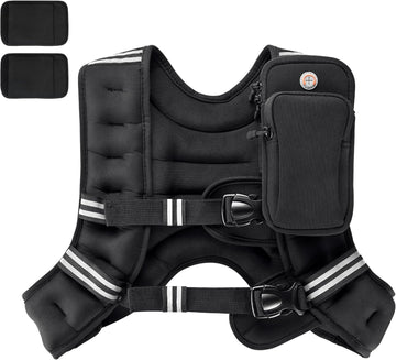 Weighted Vest,4Lb/6Lb/10Lb/12Lb/16Lb/20Lb/25Lb/30Lb Weight Vest with Reflective Stripe, Body Weight Vests Adjustable for Men, Women Workout, Strength Training, Running, Walking, Jogging