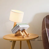 Adjustable Wooden Robot Table Lamp