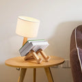 Adjusted Robot Shape Table Lamp E27 Wooden Fabric Bedroom Lamp Fold-Able Desk Light for Living Room Study Room Drop Shipping