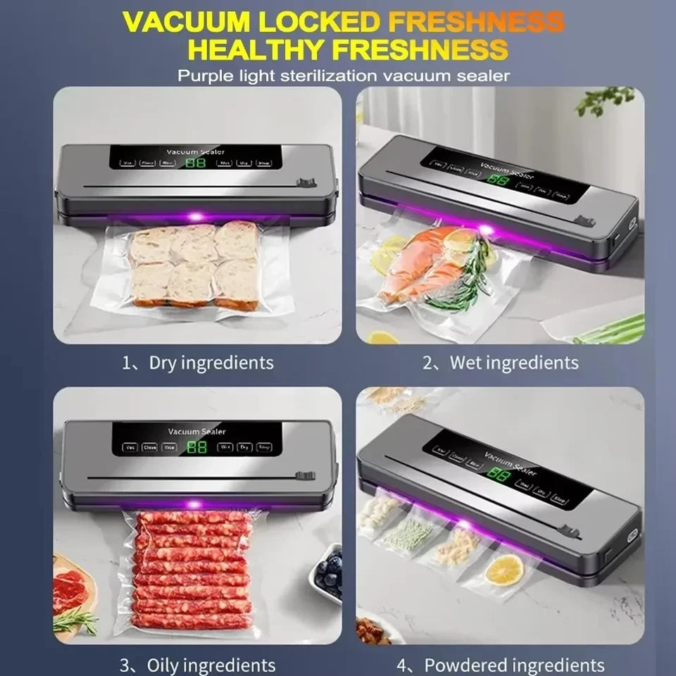 Electric Vacuum Sealer Built-In Cutter Kitchen Food Storage Seal Touch Button Dry/Wet Food Sealing Vacuum Packaging Machine
