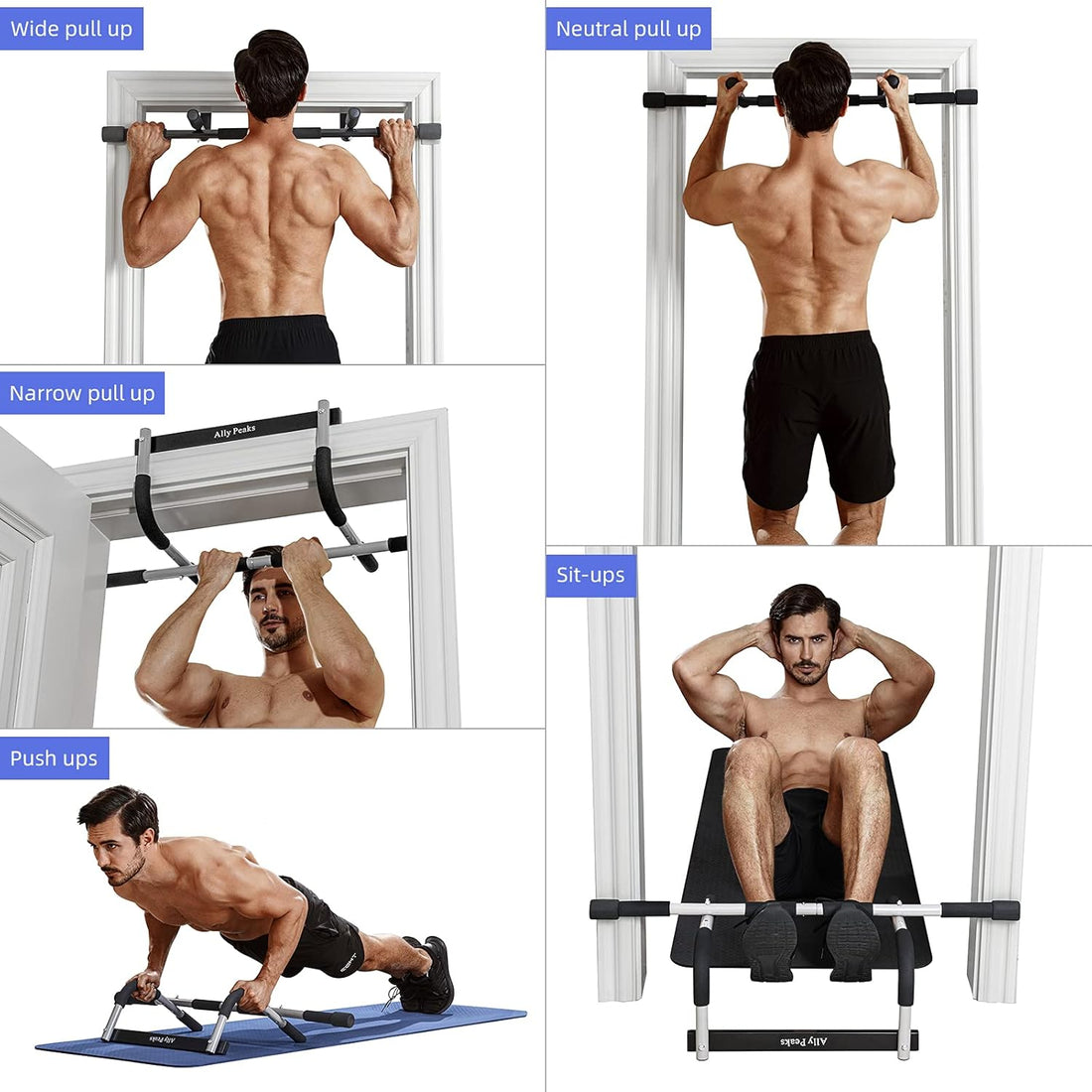 Pull up Bar for Doorway | Thickened Steel Max Limit 440 Lbs Upper Body Fitness Workout Bar| Multi-Grip Strength for Doorway | Indoor Chin-Up Bar Fitness Trainer for Home Gym Portable