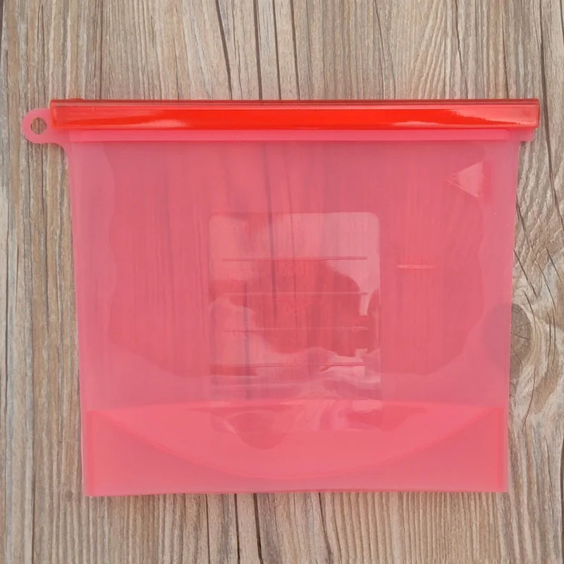 5Pcs Silicone Food Storage Containers Leakproof Containers Reusable Stand up Zip Shut Bag Fresh Bag Food Storage Bag Fresh