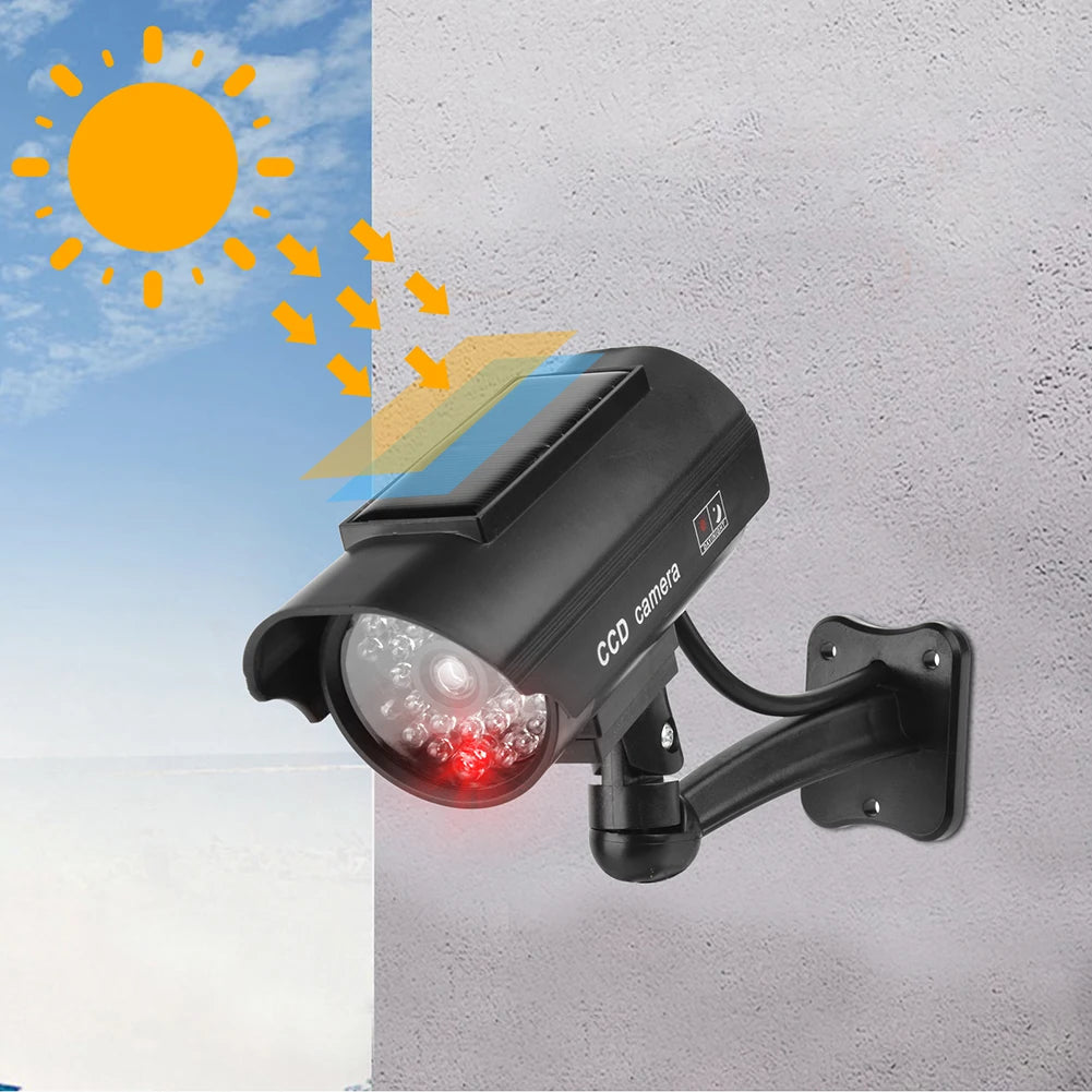 Dummy CCTV Camera Weatherproof Fake Imitation Camera with Flashing Red LED Light CCTV Cam Theft Deterrent Indoor or Outdoor Use