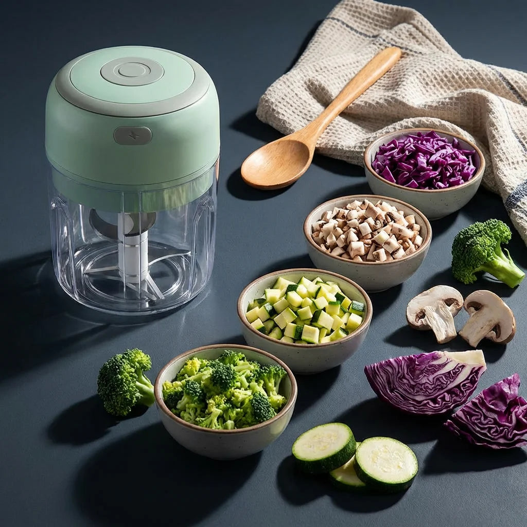 Electric Garlic Chopper, Mini Portable Veggie Choppers, Garlic Grinder Masher Onion Chopper, Blender to Vegetable