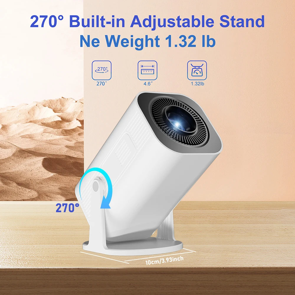 P330 Mini Projector 4K Android14.0 380 ANSI Native 1080P Wifi6 BT5.3 8K Cinema Portable Video Beamer Sync Android Iphone