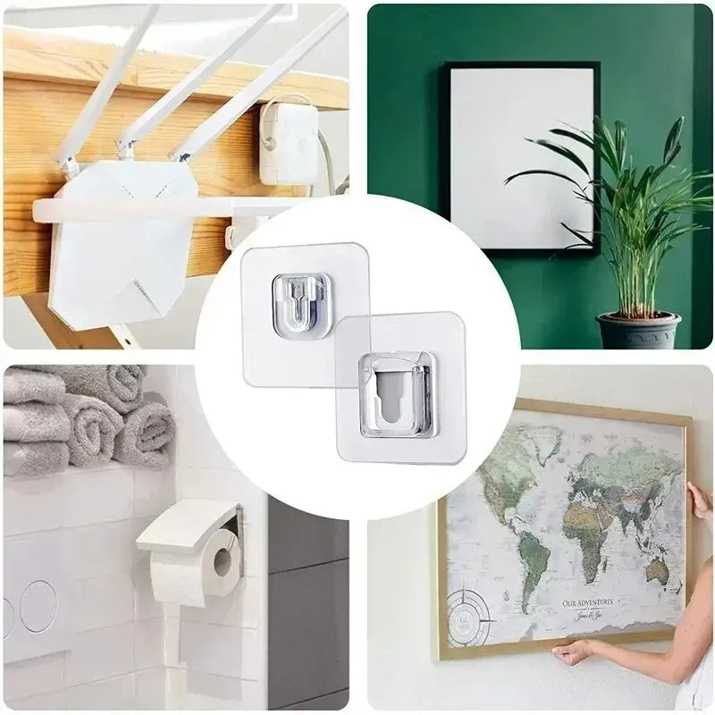 Multi-Purpose Transparent Hooks Double-Sided Adhesive Wall Hooks Waterproof Clothes Hats Towel Hooks Kitchen Bath Door Hooks