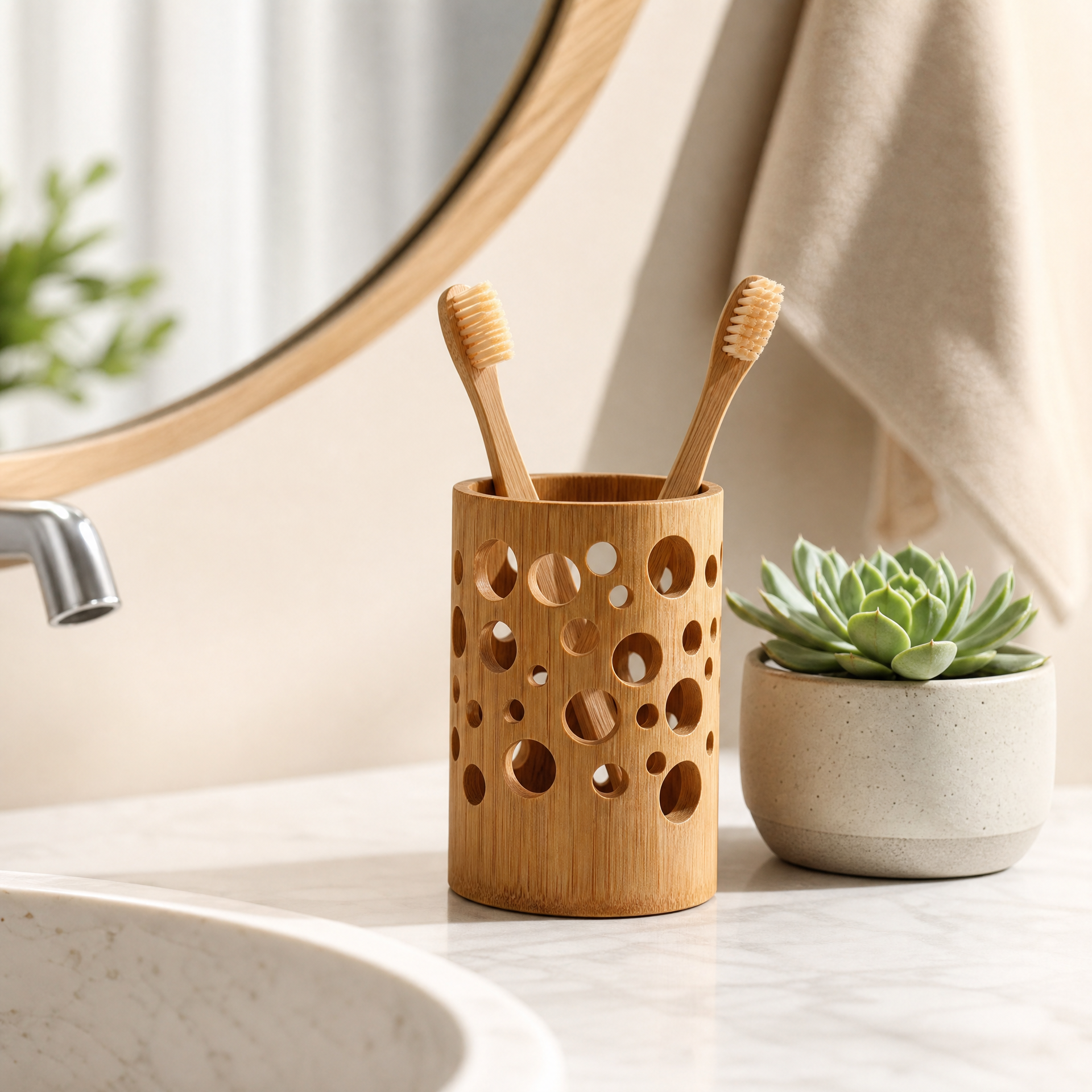 Bamboo Toothbrush Holder