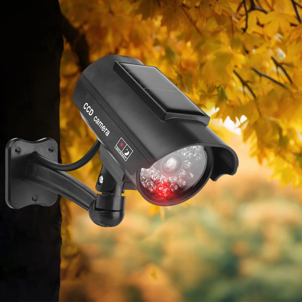 Dummy CCTV Camera Weatherproof Fake Imitation Camera with Flashing Red LED Light CCTV Cam Theft Deterrent Indoor or Outdoor Use
