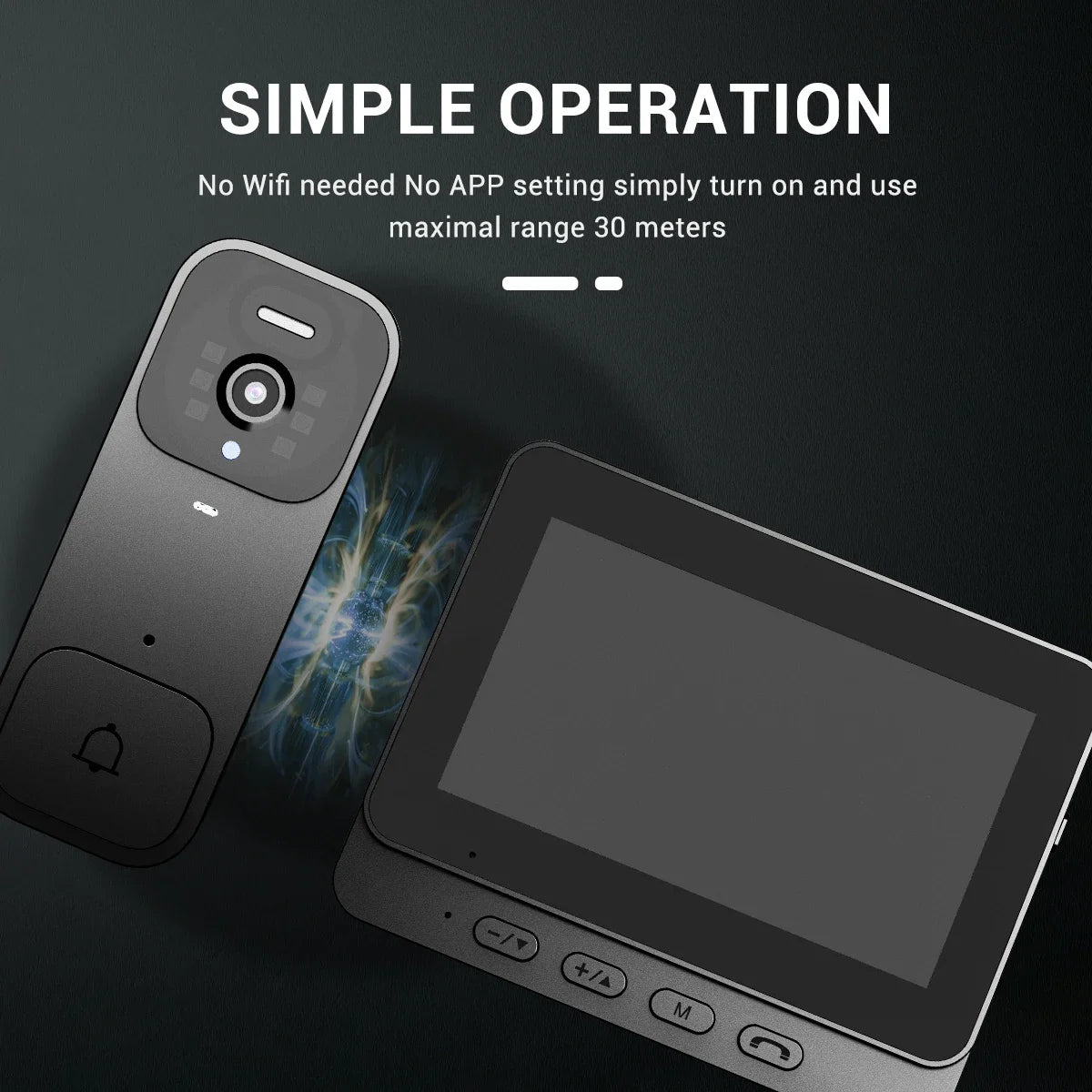 2.4G Wireless Doorbells with 4.3'' Display Security Camera Digital Door Peepholes HD Night Vision Home Intercom Video Eye Bell