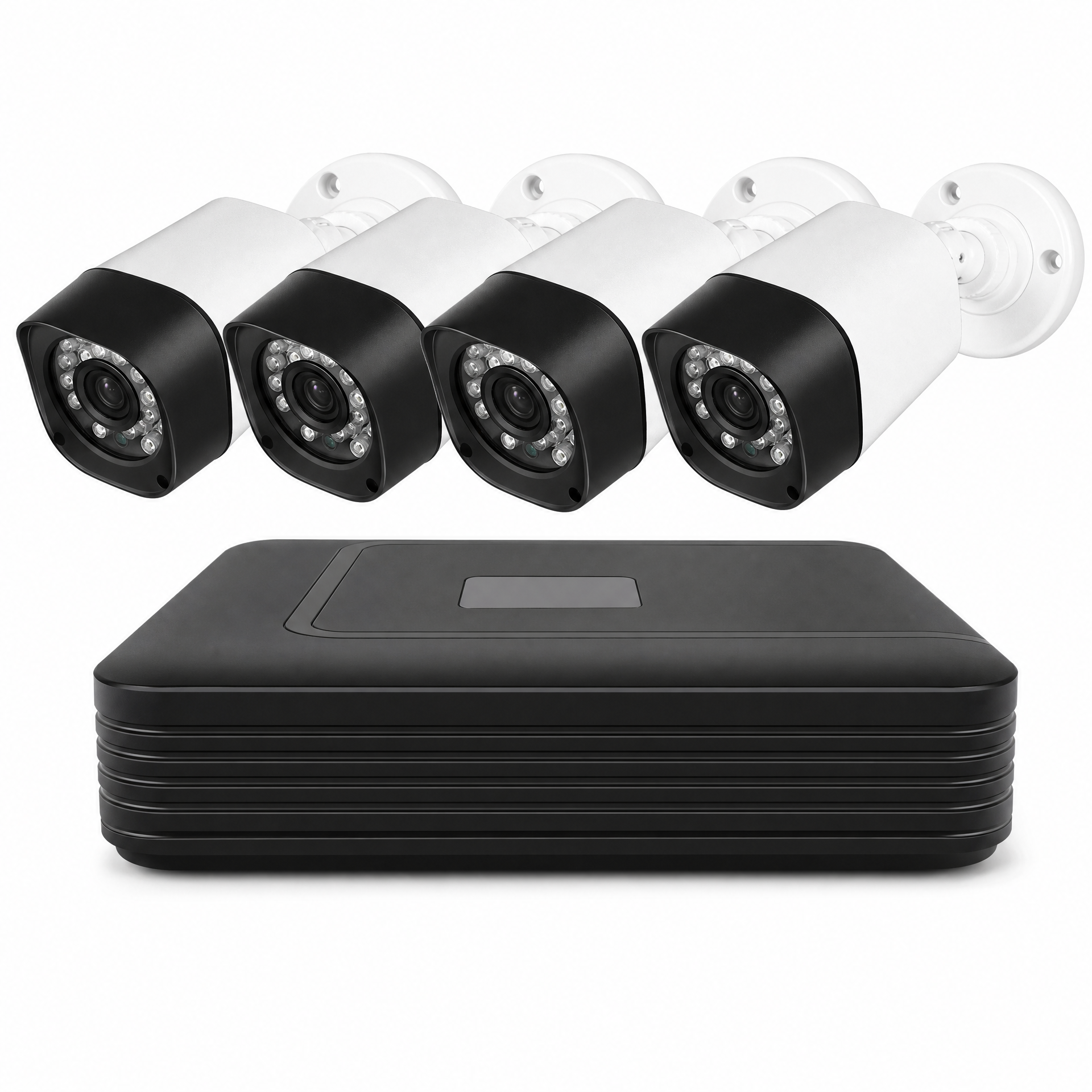 1080P outdoor CCTV security camera set with four bullet cameras and NVR recording box for home security