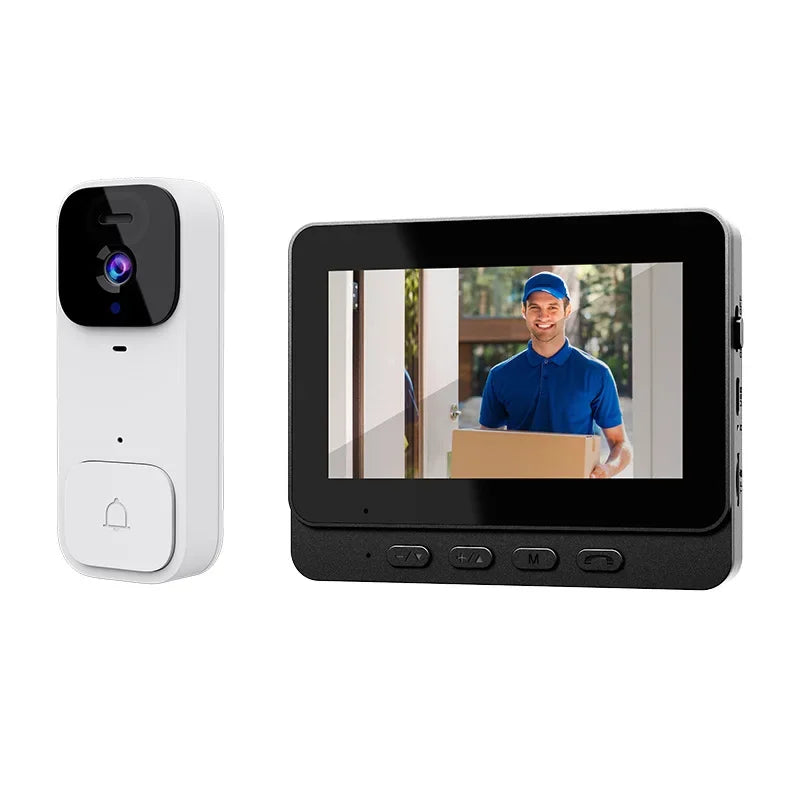 2.4G Wireless Doorbells with 4.3'' Display Security Camera Digital Door Peepholes HD Night Vision Home Intercom Video Eye Bell