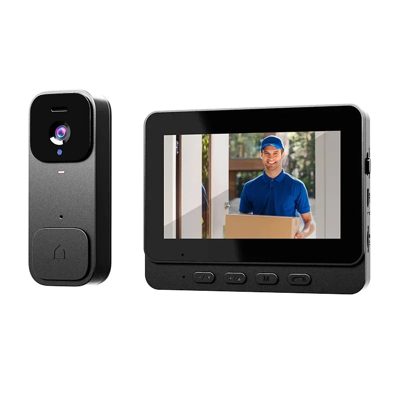 2.4G Wireless Doorbells with 4.3'' Display Security Camera Digital Door Peepholes HD Night Vision Home Intercom Video Eye Bell